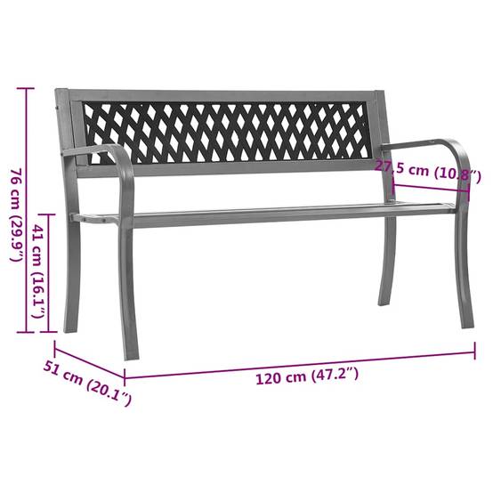 PANGIVO - Banc de jardin acier et plastique noir 120 x 51 x 76 cm - PANGIVO - Image 8