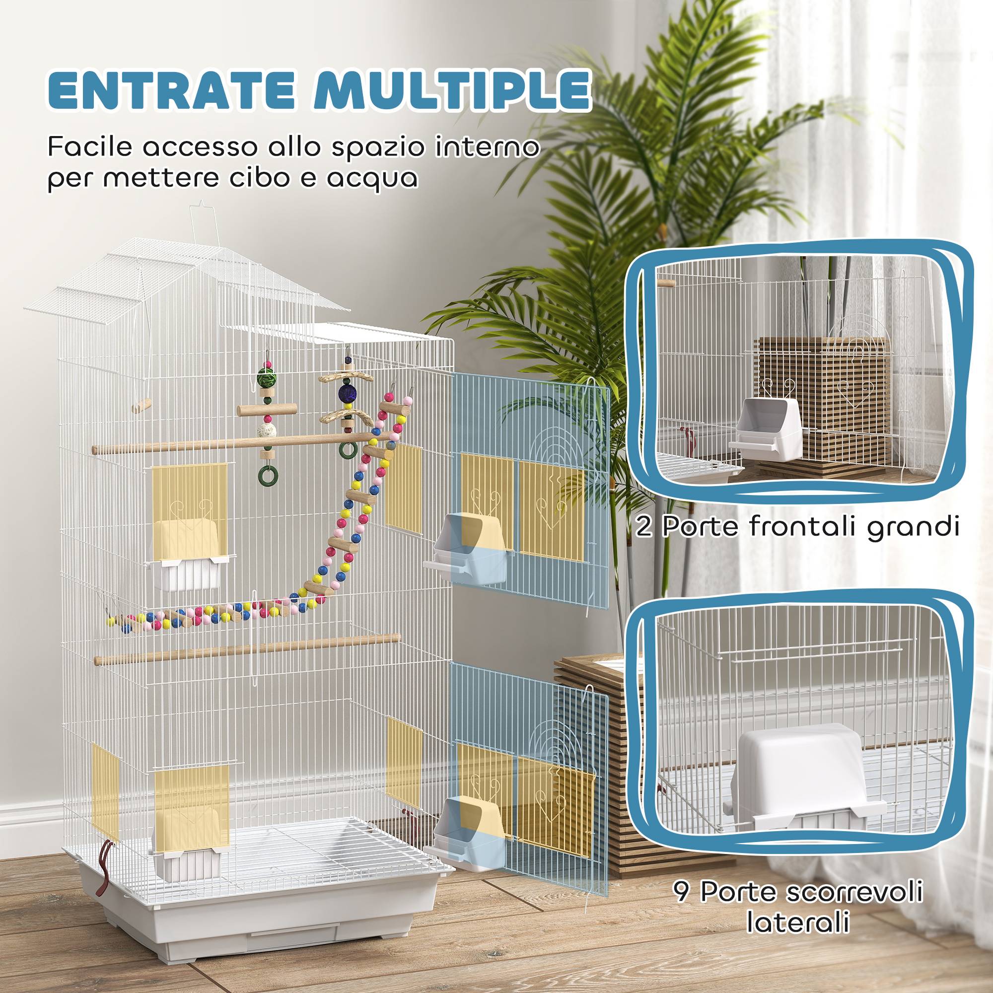 ComfortXL - Cage à oiseaux acier blanc 46 x 36 x 100 cm pour perruches avec accessoires - ComfortXL Outdoor Living - Image 9