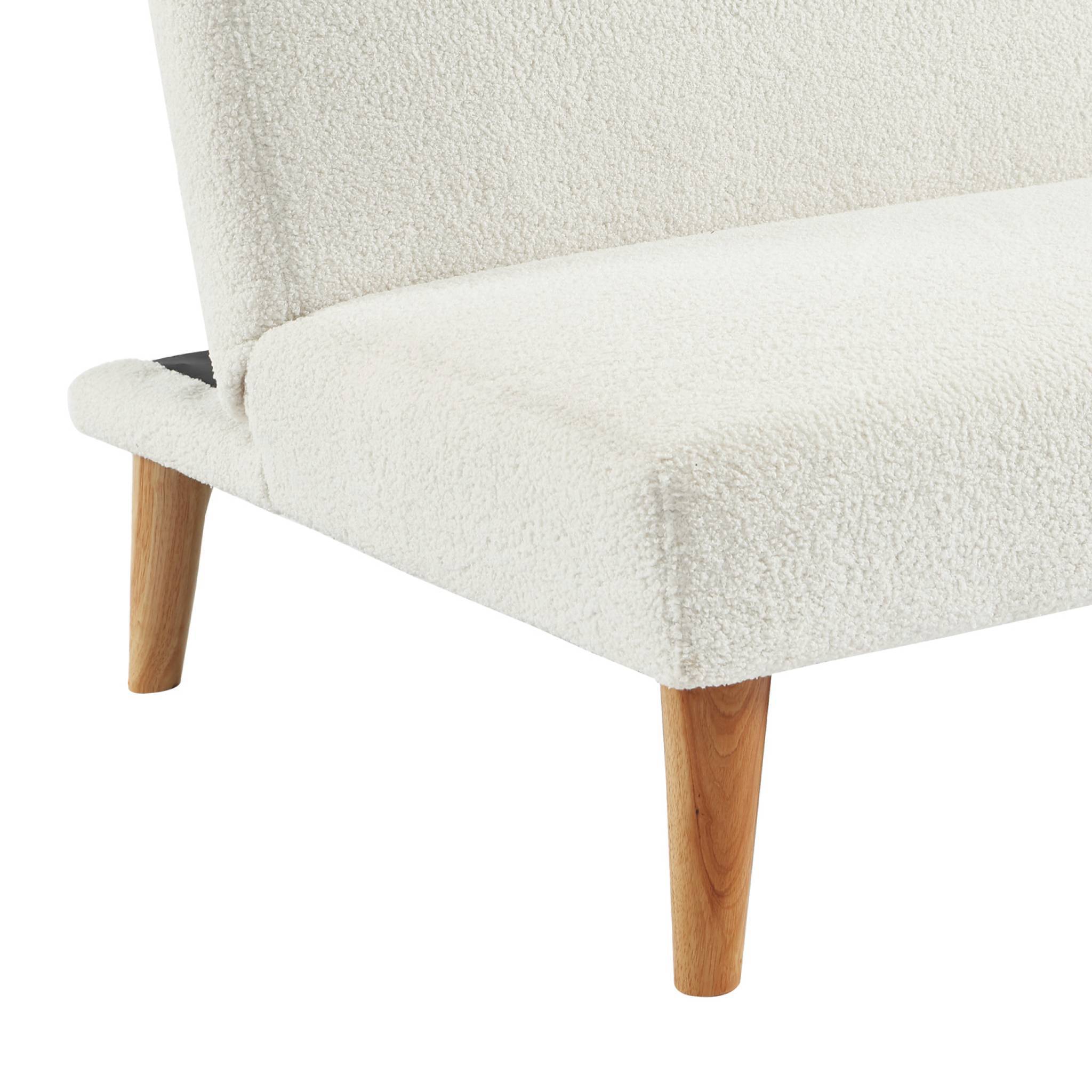 sweeek - Canapé banquette convertible 3 places bouclette blanche piètement bois d'hévéa L 180 x P 100 x H 74.5 cm - Tom | sweeek - Image 7