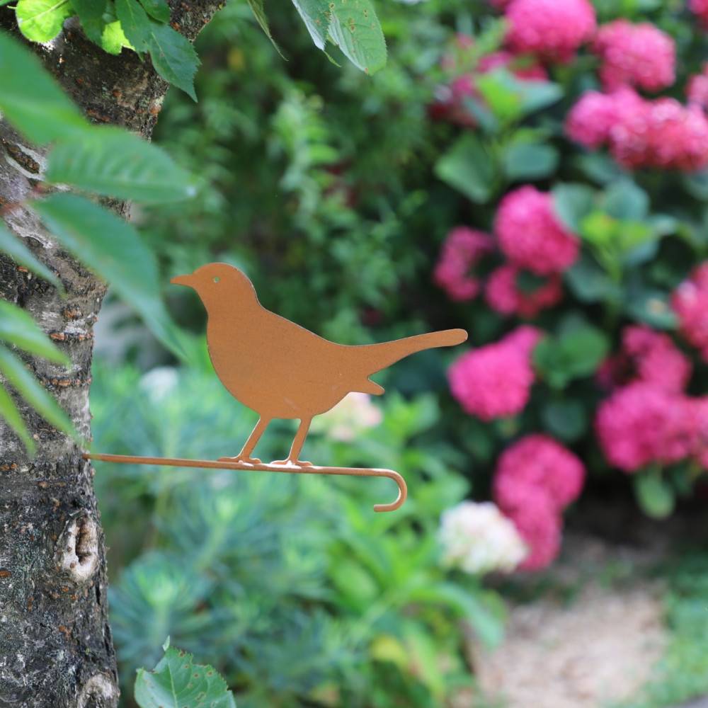 ~ Pic Oiseau en métal marron 27 x 15cm Chemin de campagne - Imagen 2