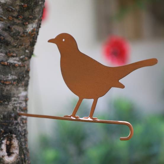 ~ Pic Oiseau en métal marron 27 x 15cm Chemin de campagne - Imagen 4