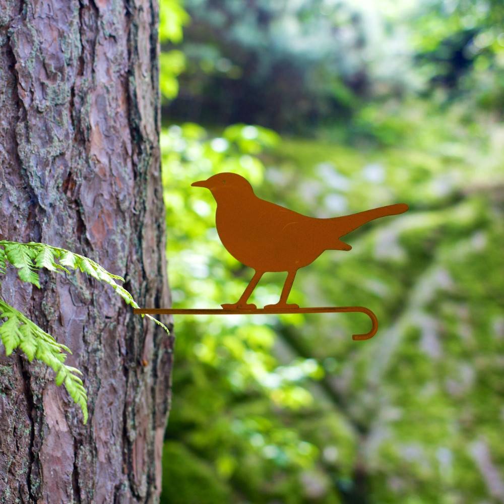 ~ Pic Oiseau en métal marron 27 x 15cm Chemin de campagne - Imagen 3