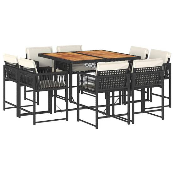 Table et Chaises de Jardin 8 Personnes Résine Tressée Rangement Compact Table Bois Noir – ComfortXL Outdoor Living - Image 2