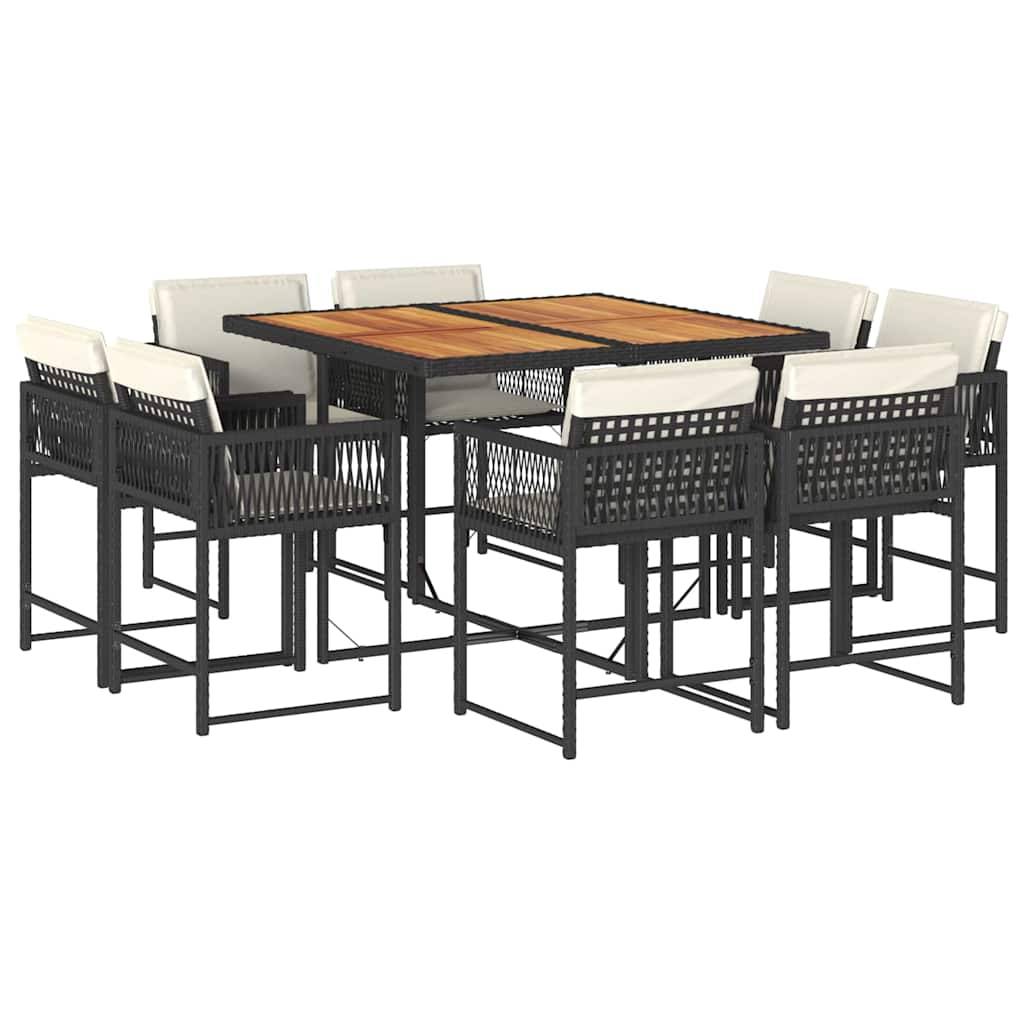 Table et Chaises de Jardin 8 Personnes Résine Tressée Rangement Compact Table Bois Noir – ComfortXL Outdoor Living - Image 2