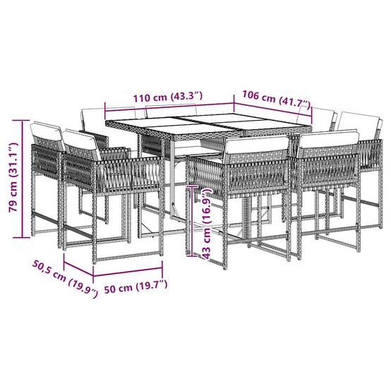 Table et Chaises de Jardin 8 Personnes Résine Tressée Rangement Compact Table Bois Noir – ComfortXL Outdoor Living - Image 5