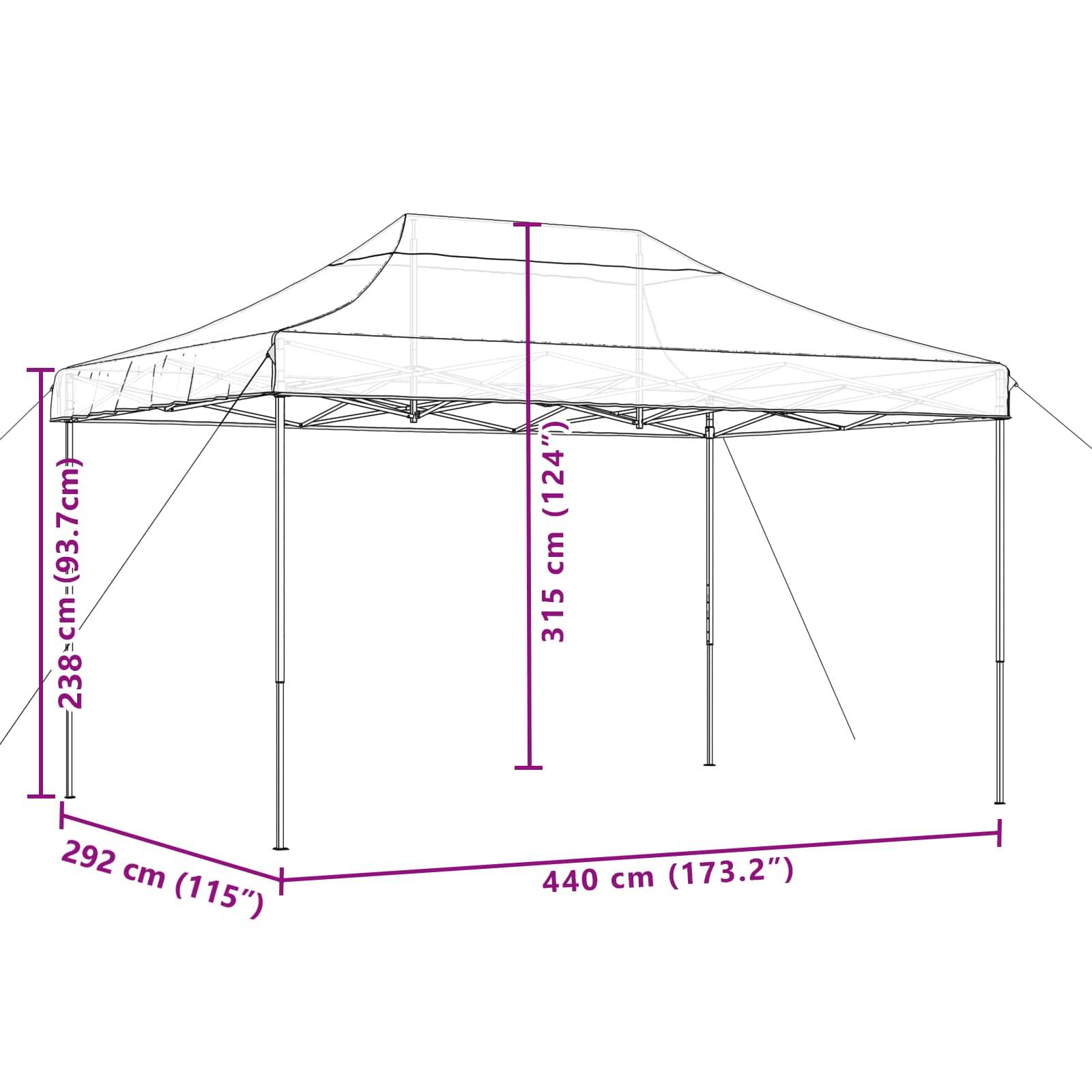 Pergola acier taupe  440 x 292 x 315 cm  - Prolenta premium p382.1 - Image 9
