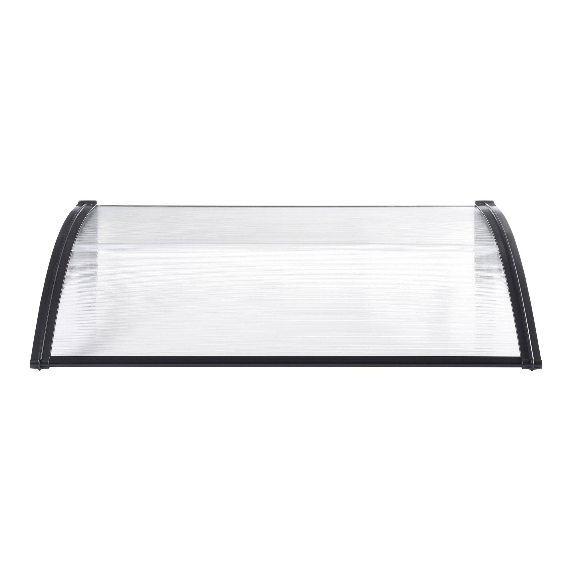 Helloshop26 - Auvent de porte d'entrée design marquise d'accueil résistante aux intempéries 120 x 100 cm noir transparent - Imagen 2