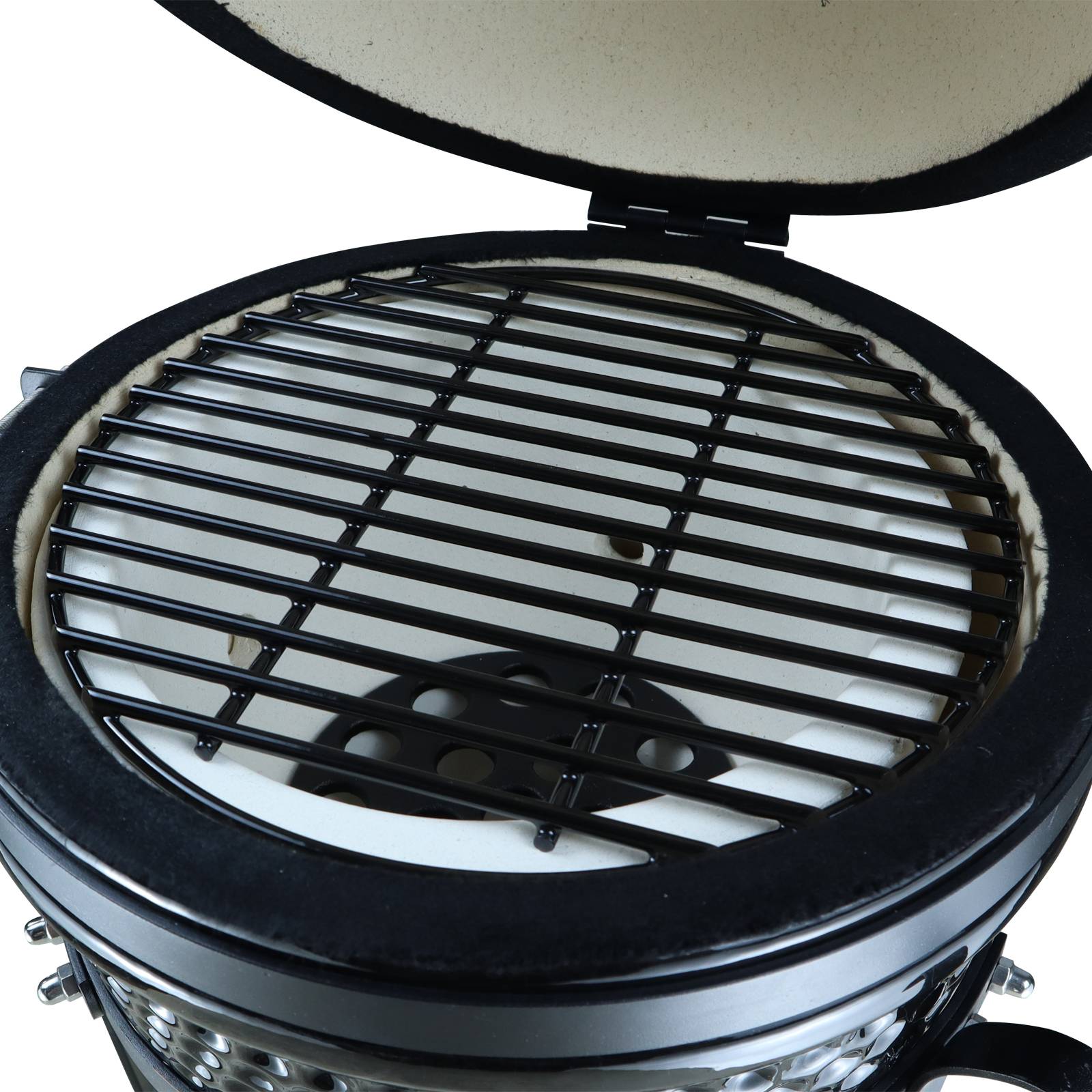 Outsunny - Barbecue à charbon BBQ grill fumoir sur pieds design contemporain olive acier céramique martelé noir - Outsunny - Imagen 7