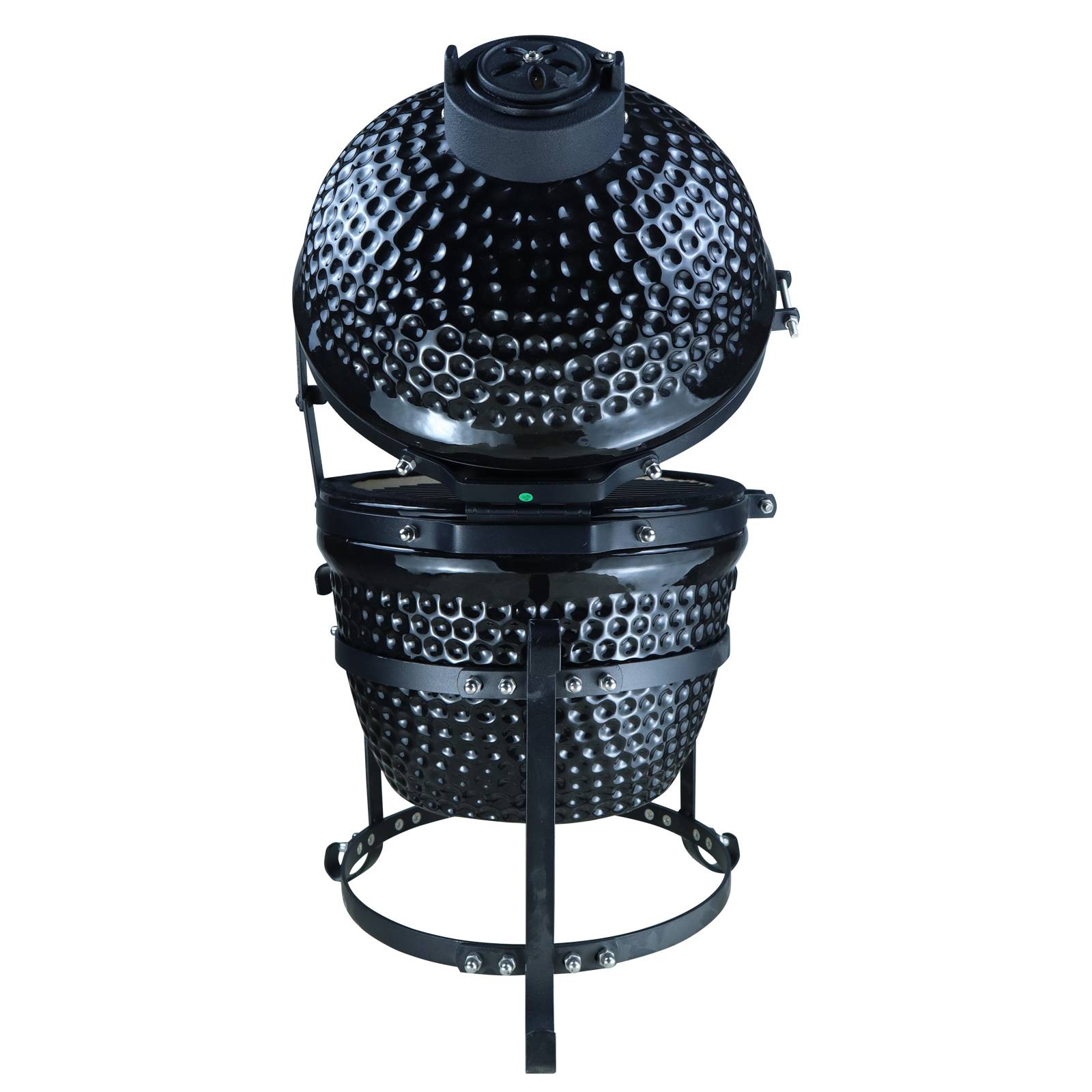 Outsunny - Barbecue à charbon BBQ grill fumoir sur pieds design contemporain olive acier céramique martelé noir - Outsunny - Imagen 4