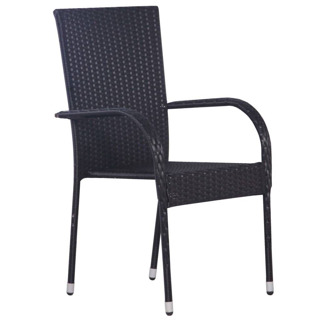 Salon de Jardin pour Balcon 2 Personnes, Table et Chaises en Résine Tressée Noire, Idéal Petits Espaces – ComfortXL Outdoor Living - Image 5