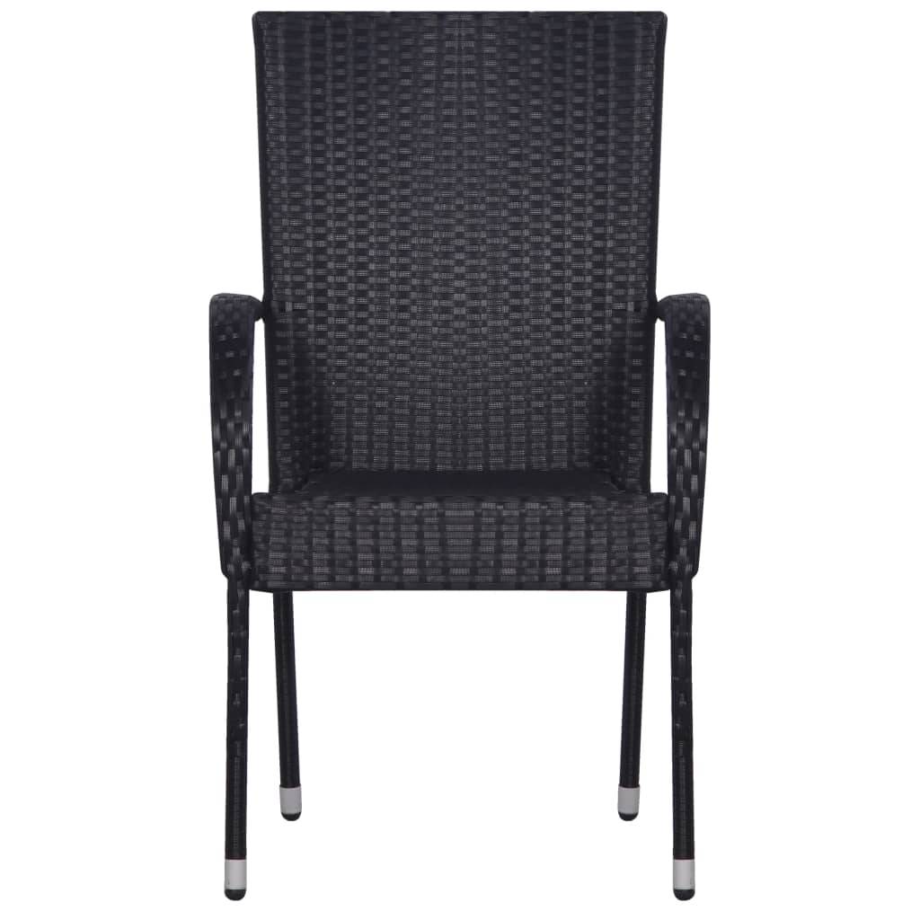 Salon de Jardin pour Balcon 2 Personnes, Table et Chaises en Résine Tressée Noire, Idéal Petits Espaces – ComfortXL Outdoor Living - Image 6