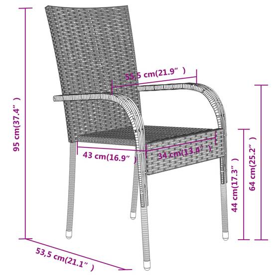 Salon de Jardin pour Balcon 2 Personnes, Table et Chaises en Résine Tressée Noire, Idéal Petits Espaces – ComfortXL Outdoor Living - Image 8
