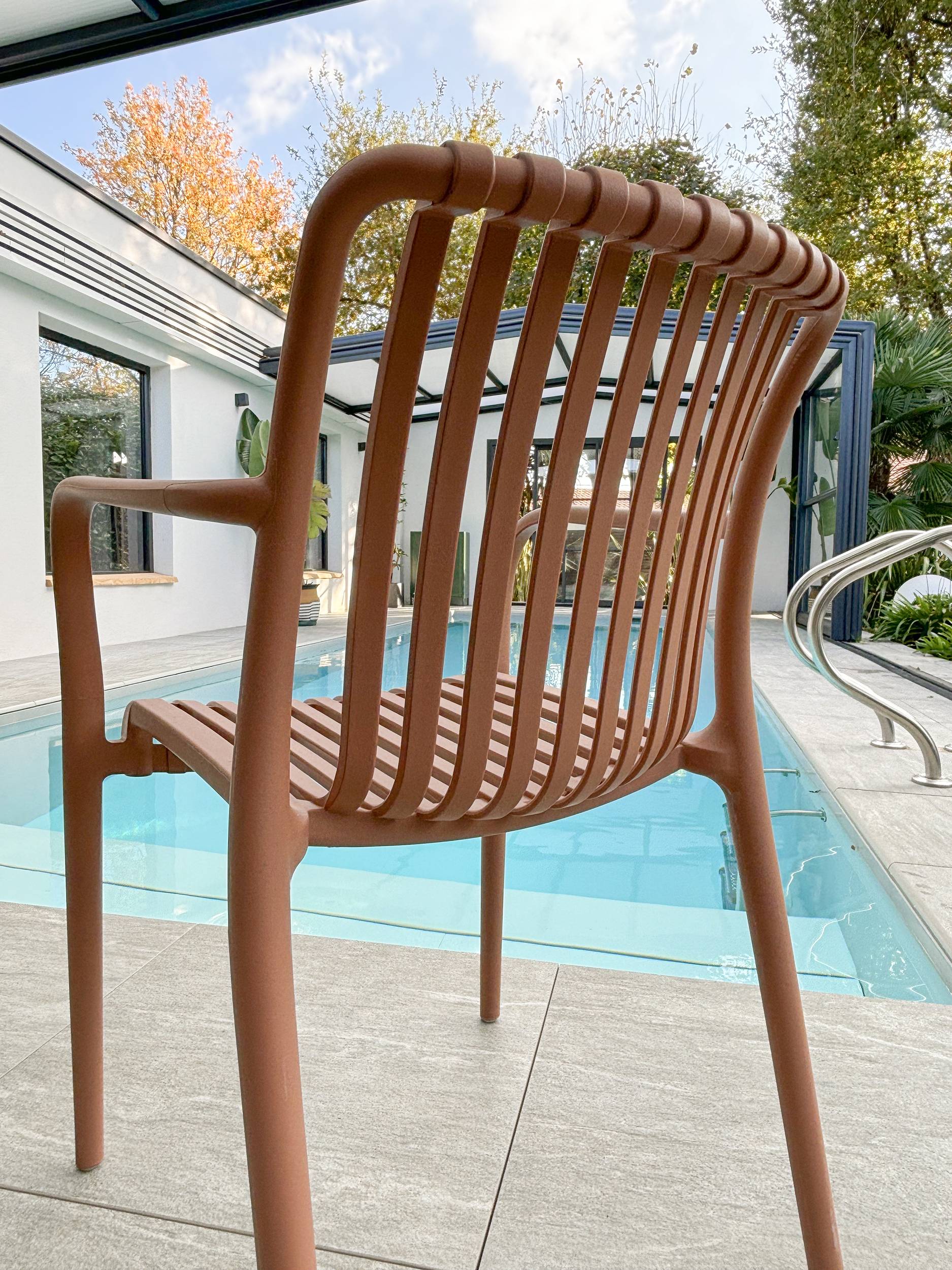 Lot de 2 fauteuils de jardin empilables en Polypropylène - Terracotta - TIAGO - Image 3