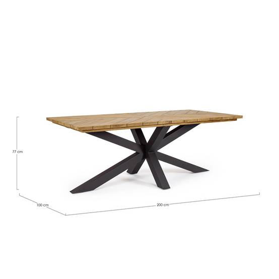 Autre - Table à manger de jardin rectangulaire teck et métal L200 - CAP FERRET - Imagen 7