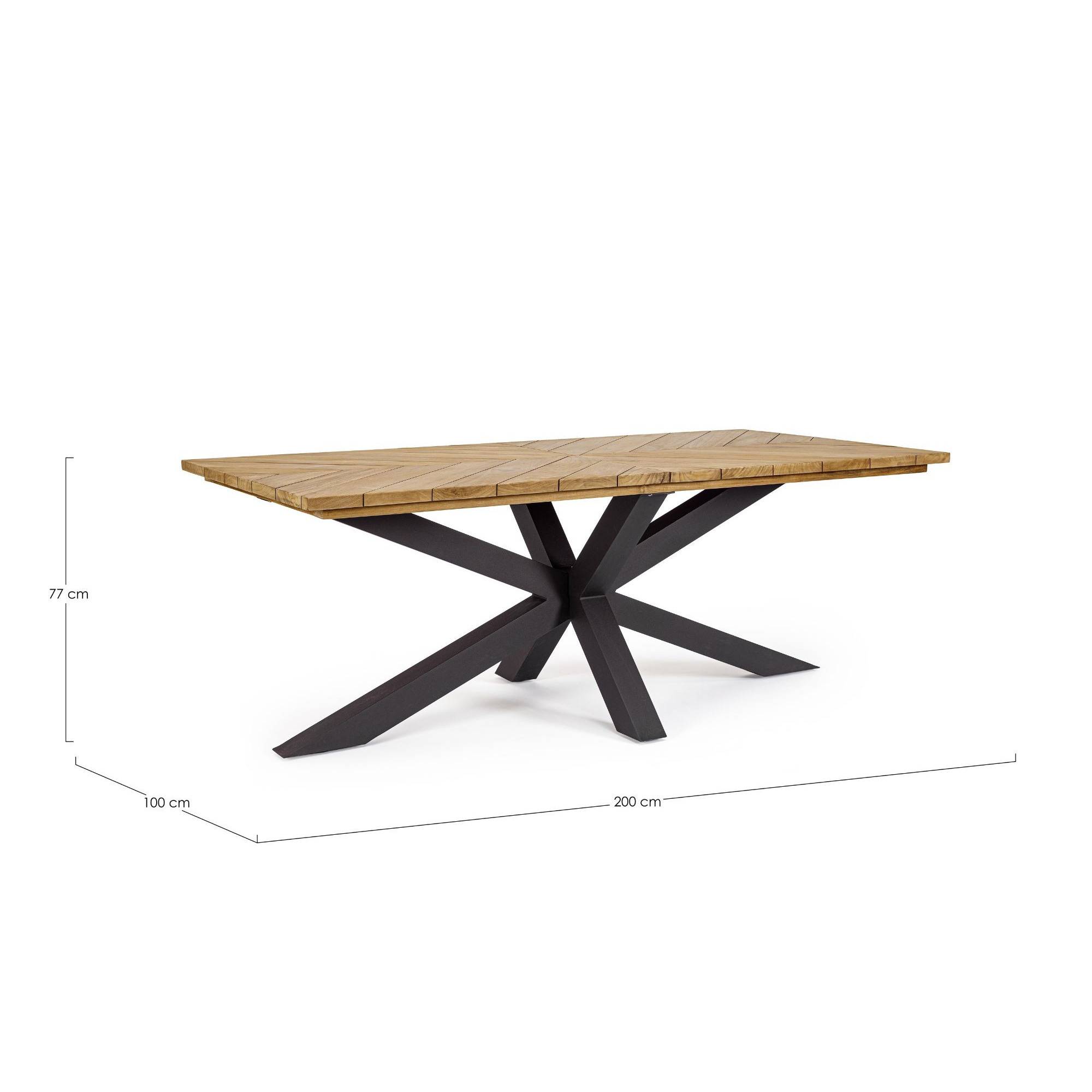 Autre - Table à manger de jardin rectangulaire teck et métal L200 - CAP FERRET - Imagen 7