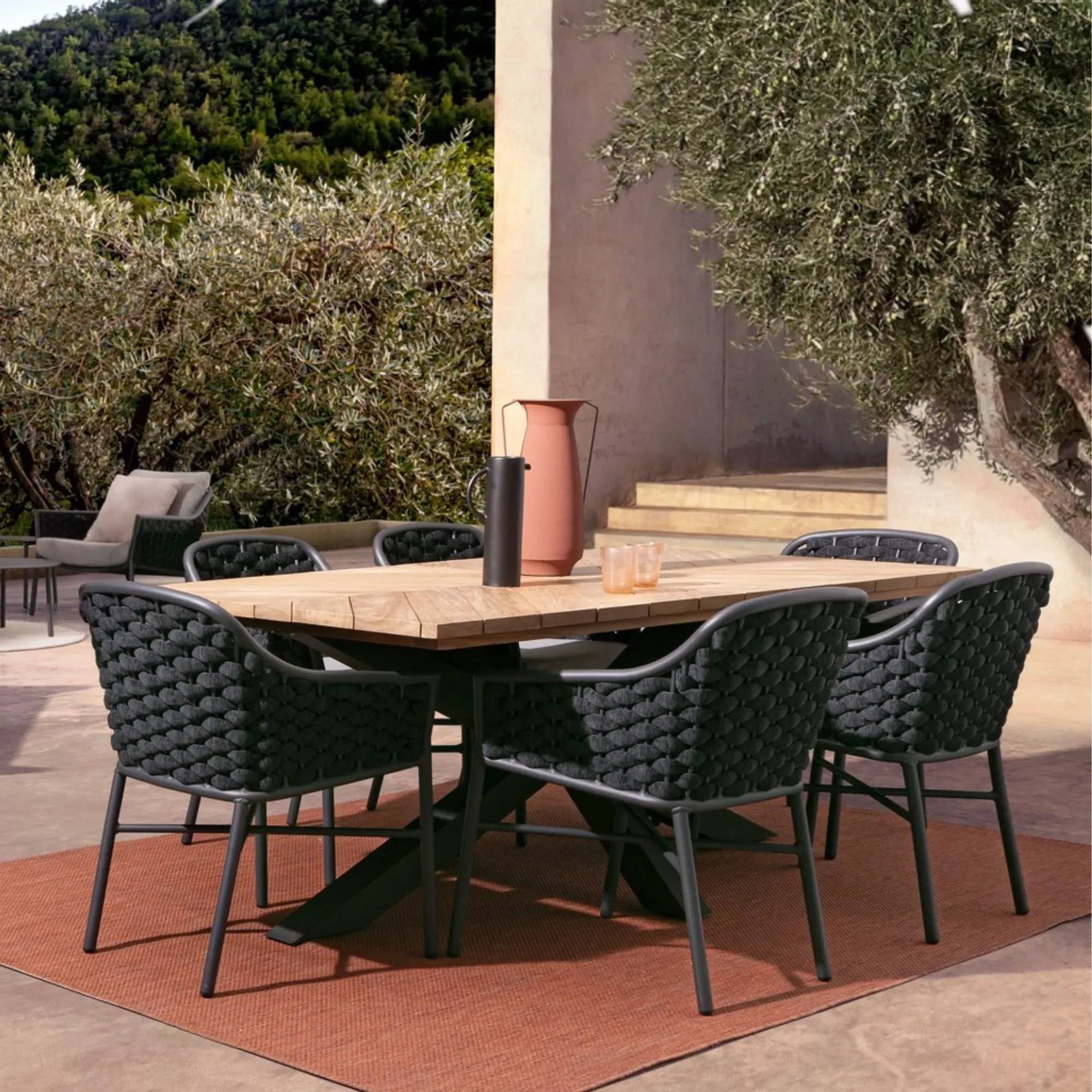Autre - Table à manger de jardin rectangulaire teck et métal L200 - CAP FERRET - Imagen 2