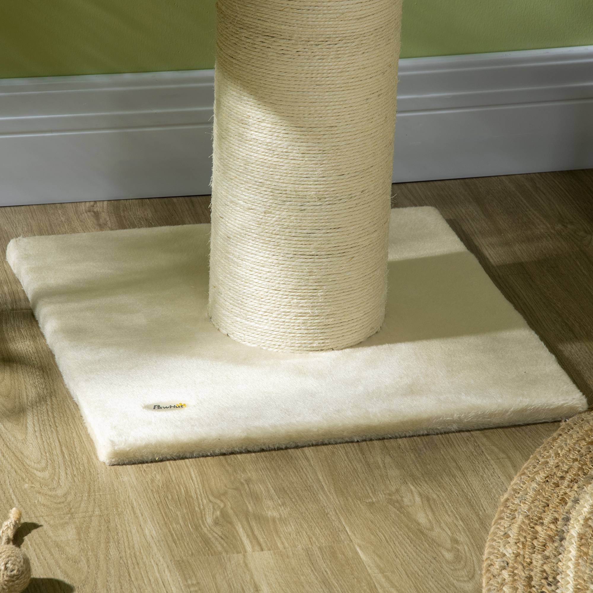 Pawhut - Arbre à chat griffoir sisal naturel 2 plateforme panier observation jeu boule suspendue peluche beige - Imagen 9