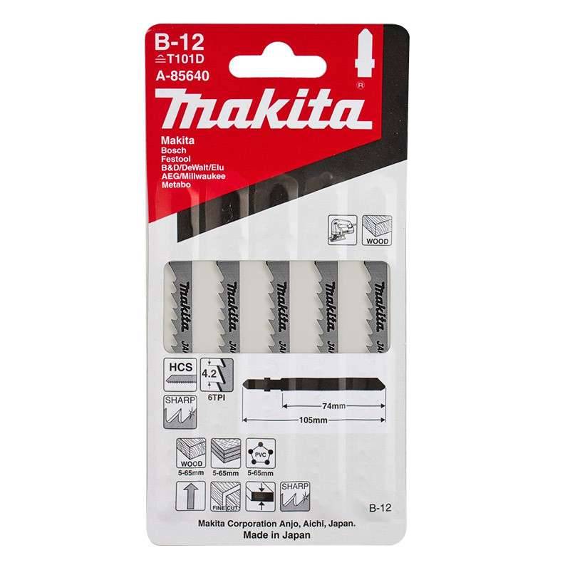 Makita - Lot de 5 lames MAKITA A-85640 pour scie sauteuse (bois, contre-plaqué et PVC) (5 à 65mm) Makita - Imagen 2