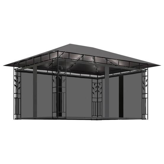Tonnelle Aluminium Anthracite avec Moustiquaire et LED 4 x 3 x 2.73 m - PANGIVO - Image 2