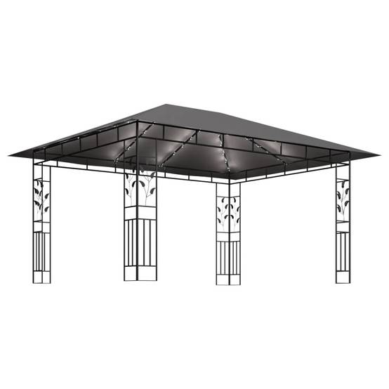 Tonnelle Aluminium Anthracite avec Moustiquaire et LED 4 x 3 x 2.73 m - PANGIVO - Image 4