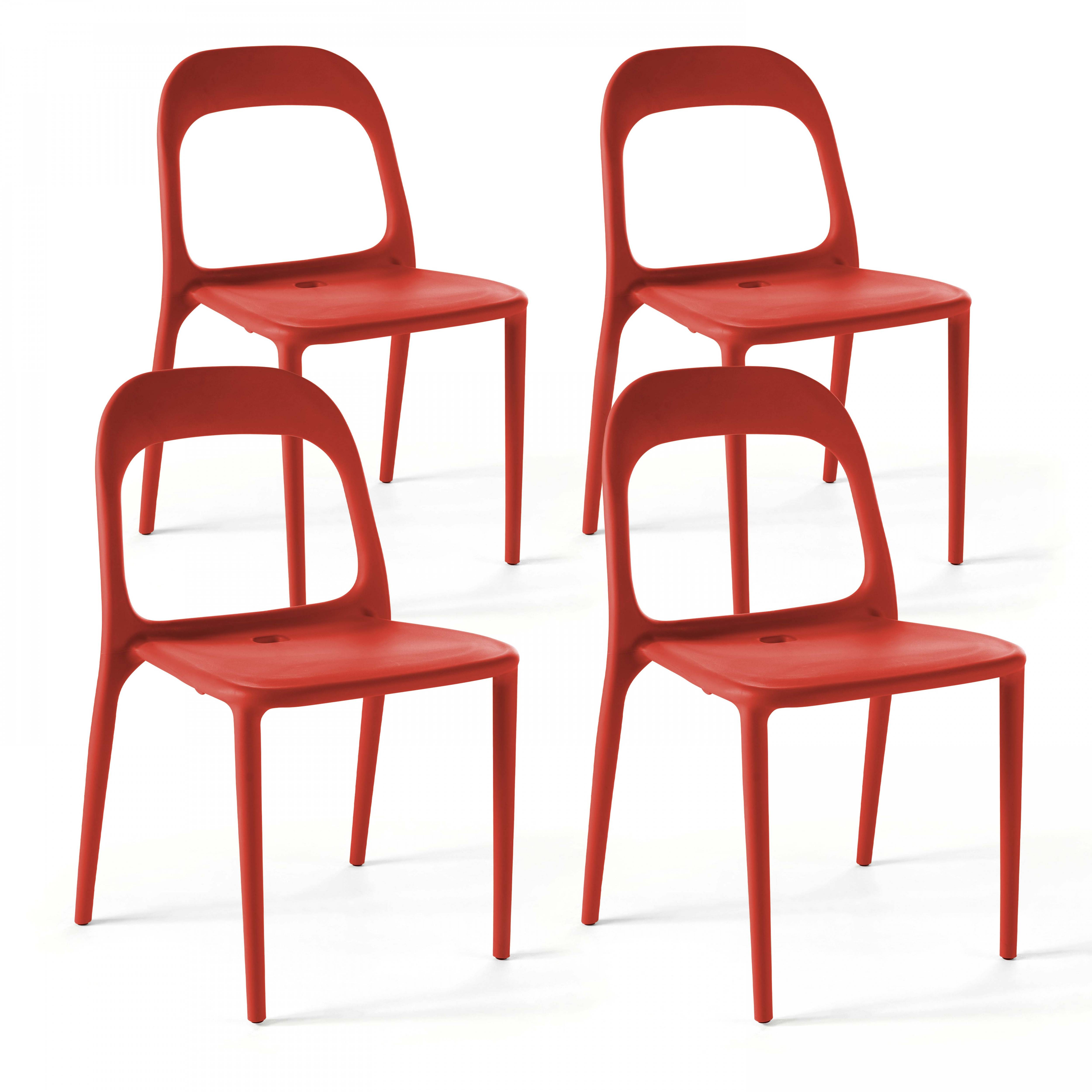 Oviala - Lot de 4 chaises en plastique rouge Milan - Oviala - Image 1