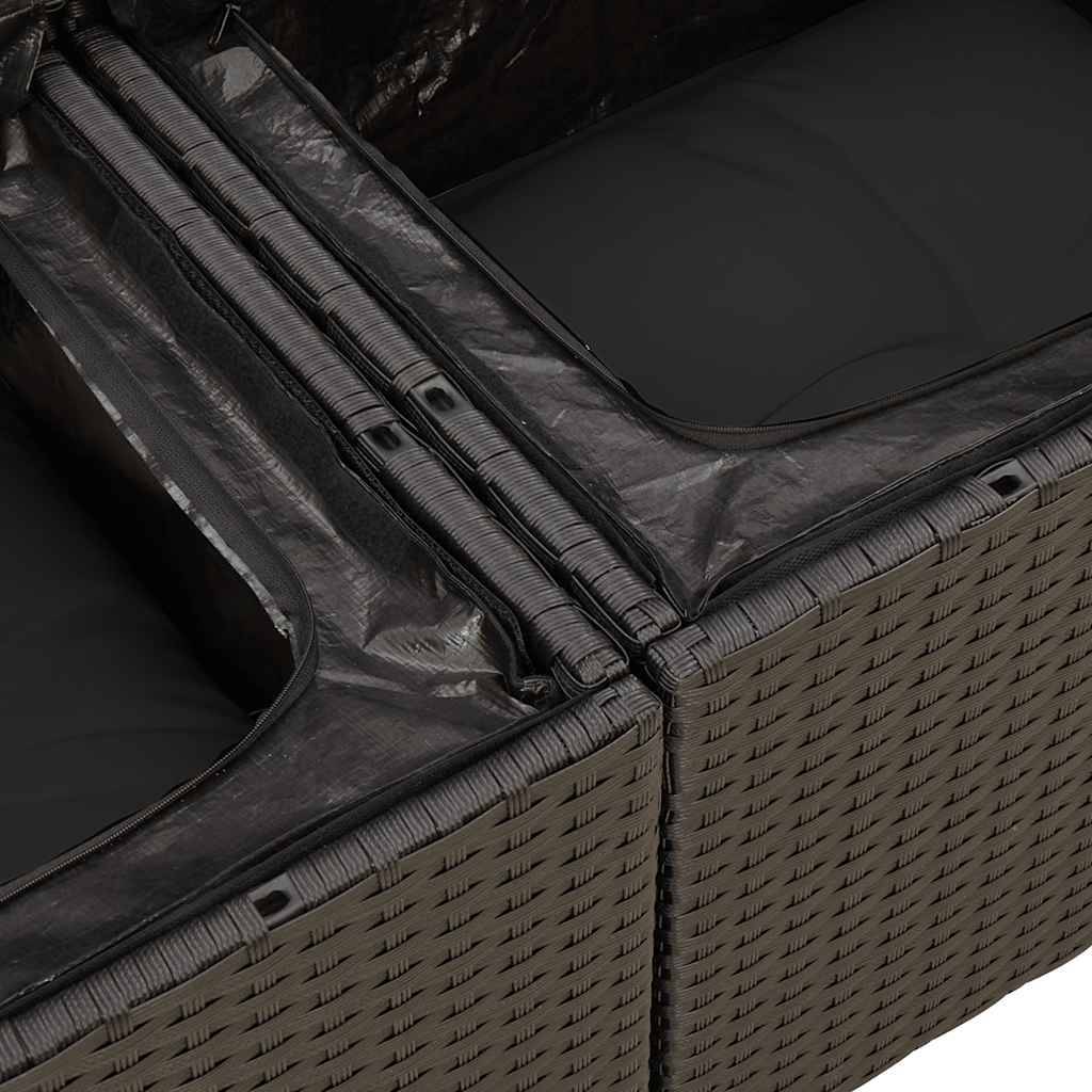 Salon de jardin 8 places en résine tressée avec table relevable modulable Noir – ComfortXL Outdoor Living - Image 5