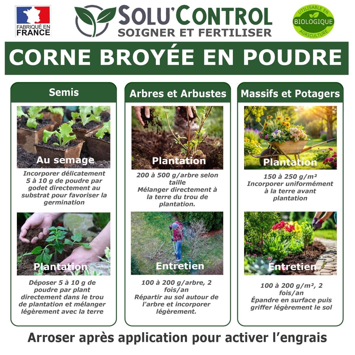 SOLU’CONTROL - 1,5 kg de Corne Broyée en Poudre - Engrais Azoté 100% Naturel - UAB - Image 2