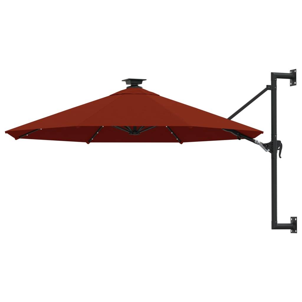 Helloshop26 - Parasol mural avec mât métallique et led 300 cm orange - Imagen 1