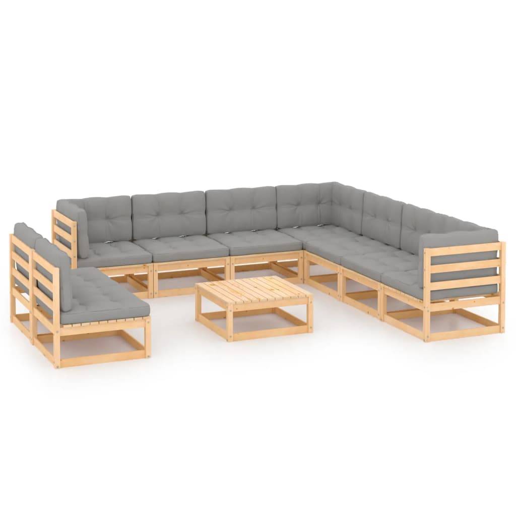 Helloshop26 - Salon de jardin meuble d'extérieur ensemble de mobilier 10 pièces avec coussins bois de pin massif - Imagen 1