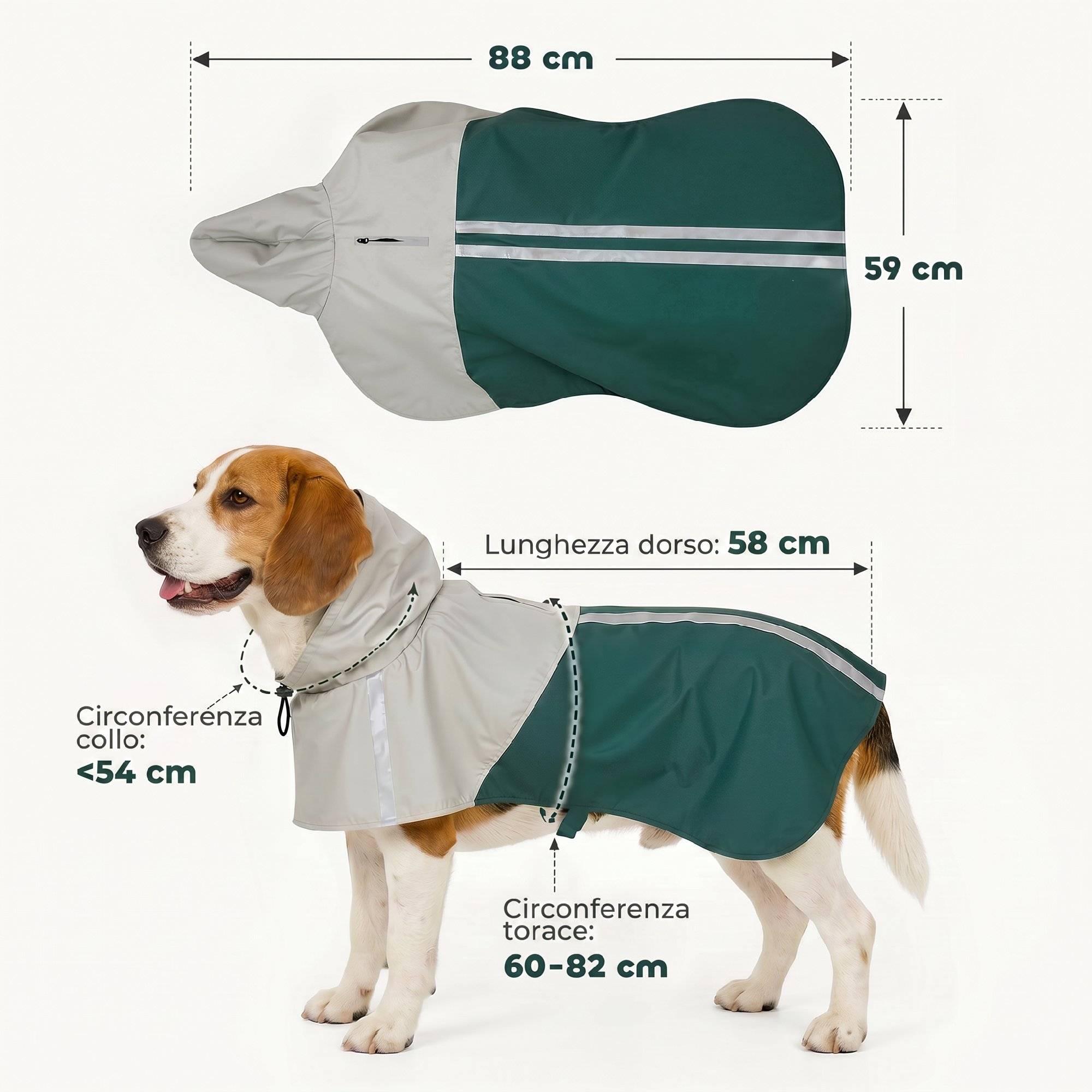 Sans Marque - Imperméable chiens moyens 15-20 kg capuche verte - Image 5