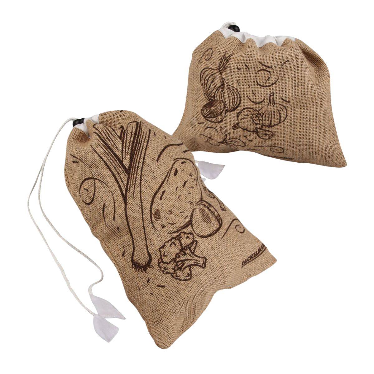 Ensemble de 2 sacs à provisions en jute Fackelmann Nature - Image 1