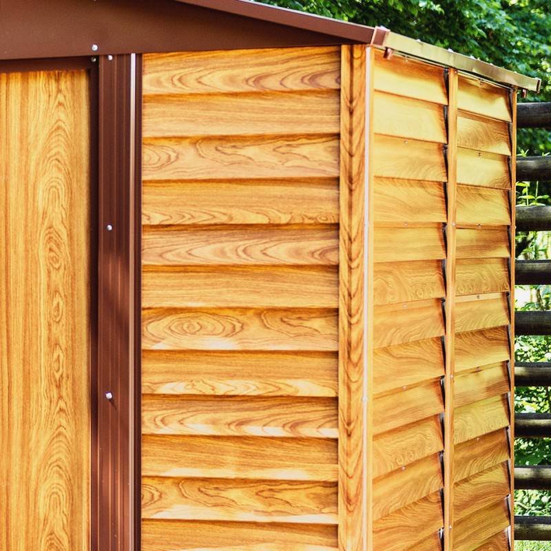 X-Metal - Abri de jardin métal 6,62m² imitation bois avec kit d'ancrage X-METAL marron - Image 6