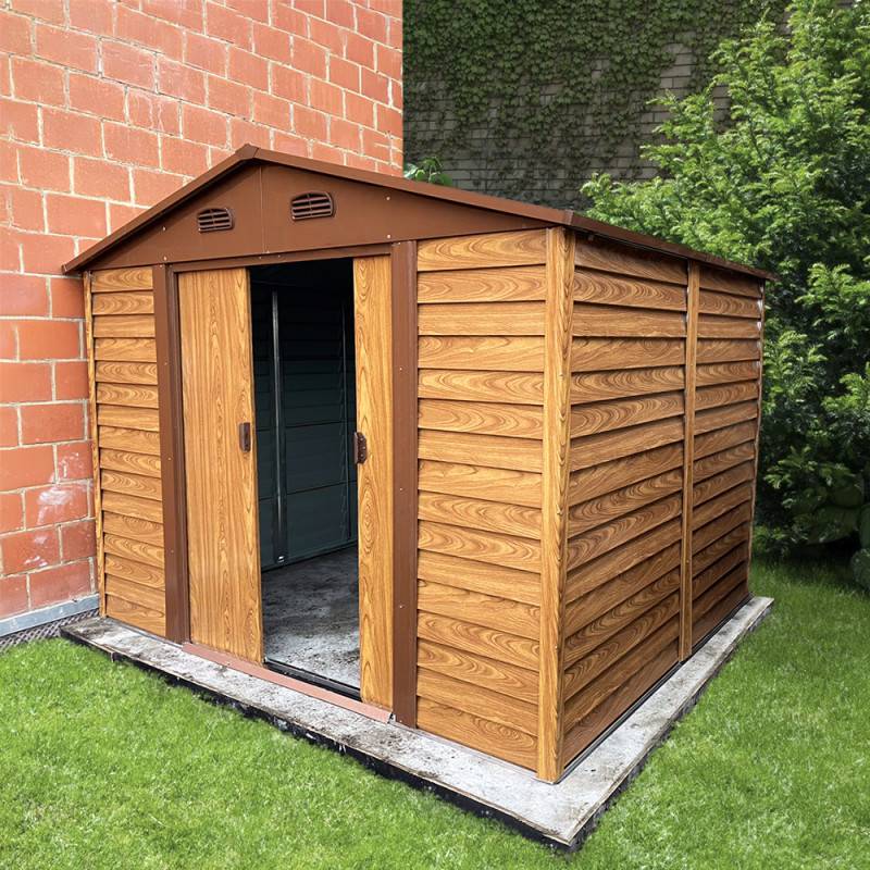 X-Metal - Abri de jardin métal 6,62m² imitation bois avec kit d'ancrage X-METAL marron - Image 3