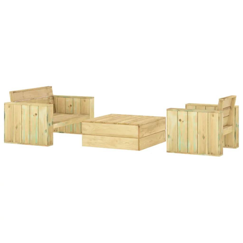 Helloshop26 - Salon de jardin meuble d'extérieur ensemble de mobilier 3 pièces bois massif de pin imprégné - Imagen 1