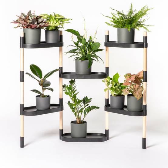 Étagère CitySens pour plantes noire à 6 plateaux - Image 1