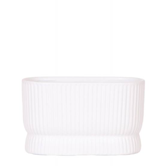 Cache-pot céramique bicolore - design graphique moderne - blanc - Image 1