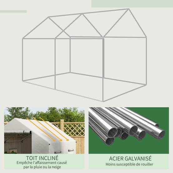 ComfortXL - Serre de Jardin Tunnel 6m² Acier Galvanisé et Bâche PE Blanche 3x2x2m - ComfortXL Outdoor Living - Image 9