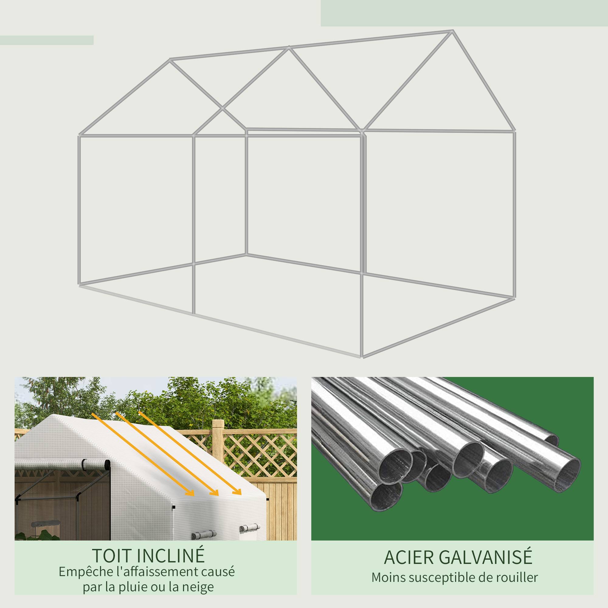 ComfortXL - Serre de Jardin Tunnel 6m² Acier Galvanisé et Bâche PE Blanche 3x2x2m - ComfortXL Outdoor Living - Image 9