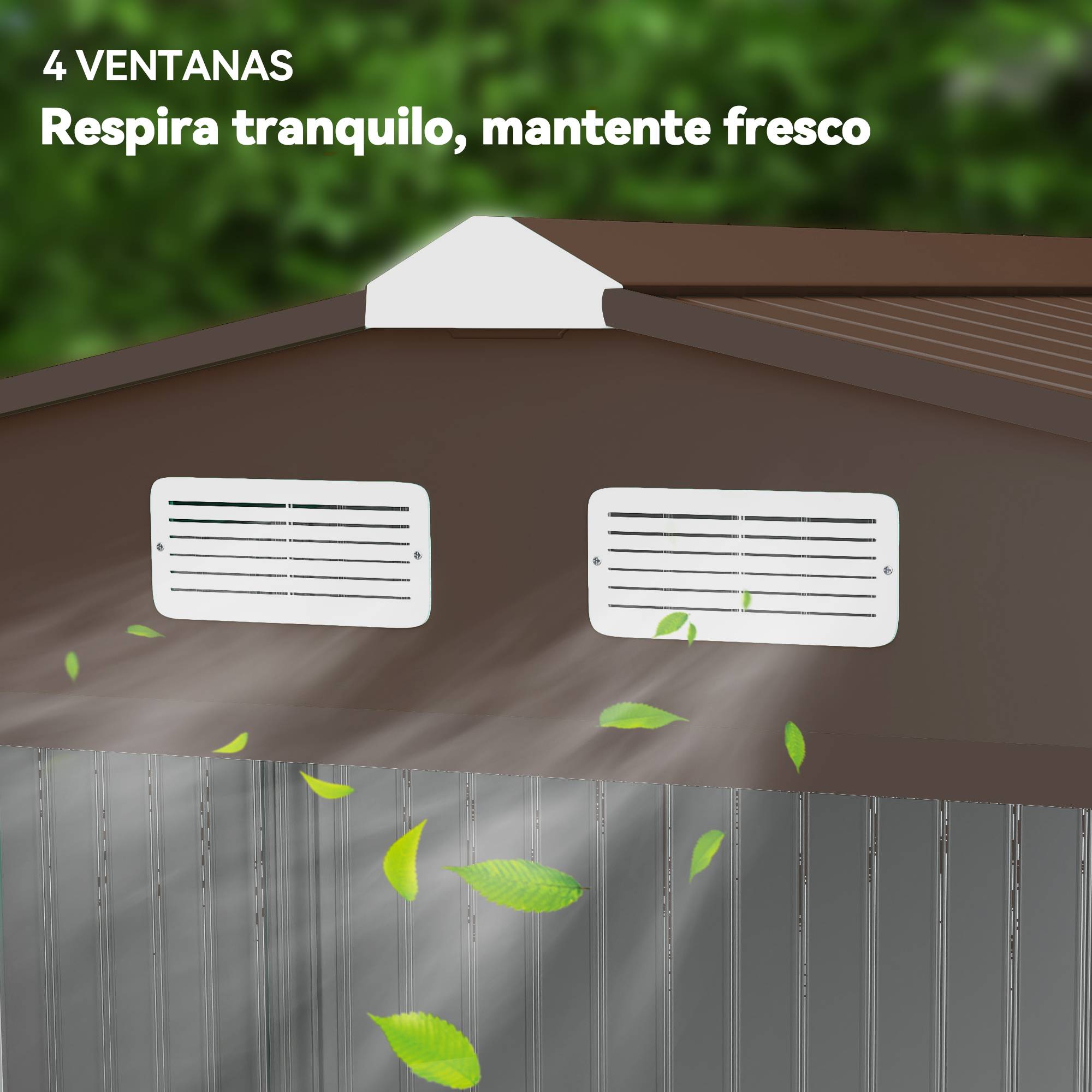 Abri de jardin 4,9 m² 277 x 195 x 192 cm avec 2 portes coulissantes, base renforcée (plancher non inclus), jaune - Image 9