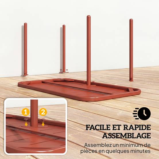 Table Basse Jardin Acier Galvanisé Terrasse Plateau Lattes 90x50x43cm Rouge - ComfortXL Outdoor Living - Image 9
