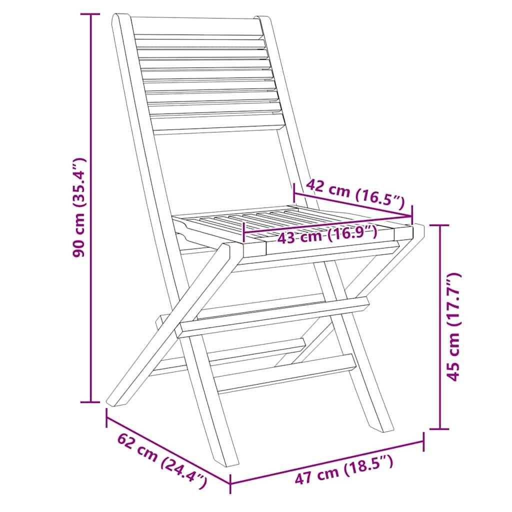 Lot de 2 chaises de jardin bois de teck naturel 47 x 62 x 90 cm - PANGIVO - Image 8