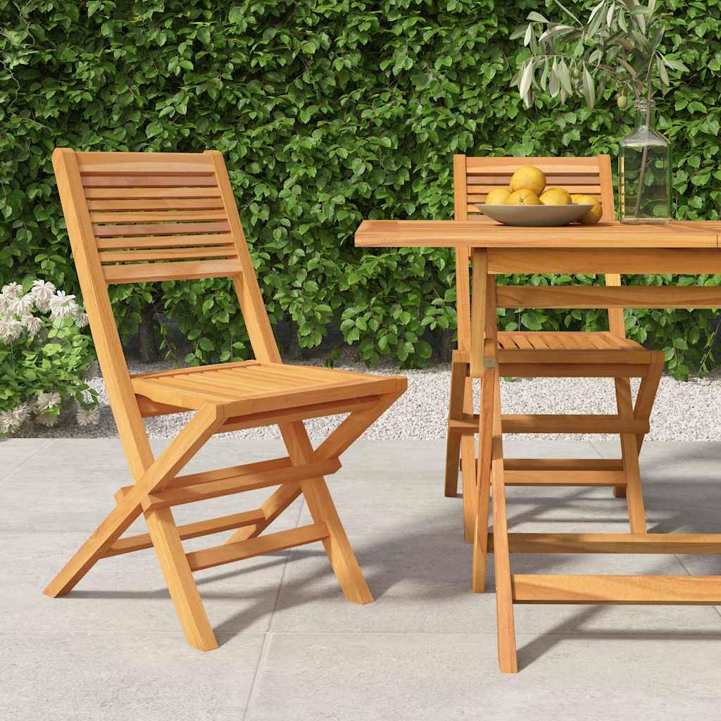 Lot de 2 chaises de jardin bois de teck naturel 47 x 62 x 90 cm - PANGIVO