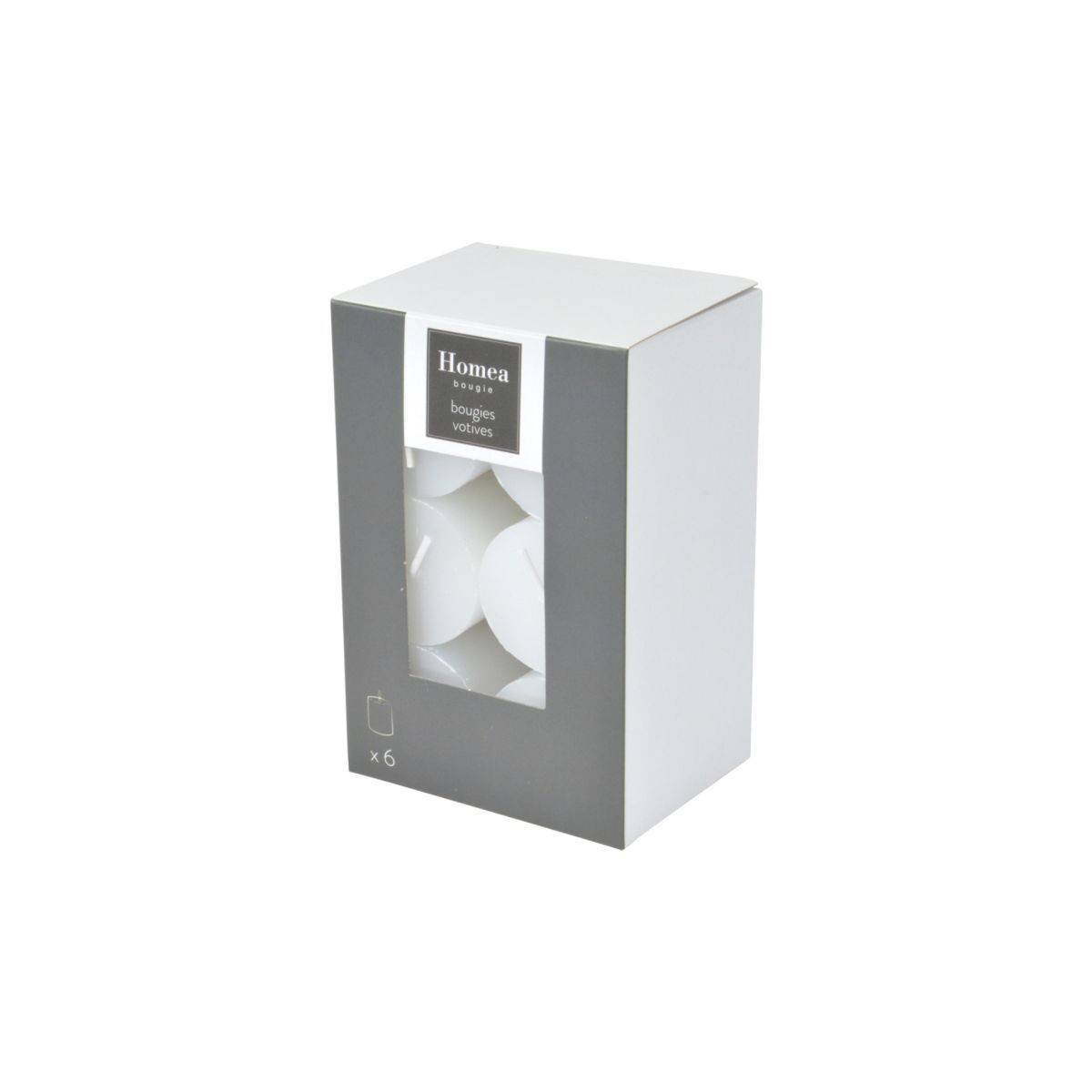 Lot de 6 Bougies "Votives" 6cm Blanc - Imagen 2
