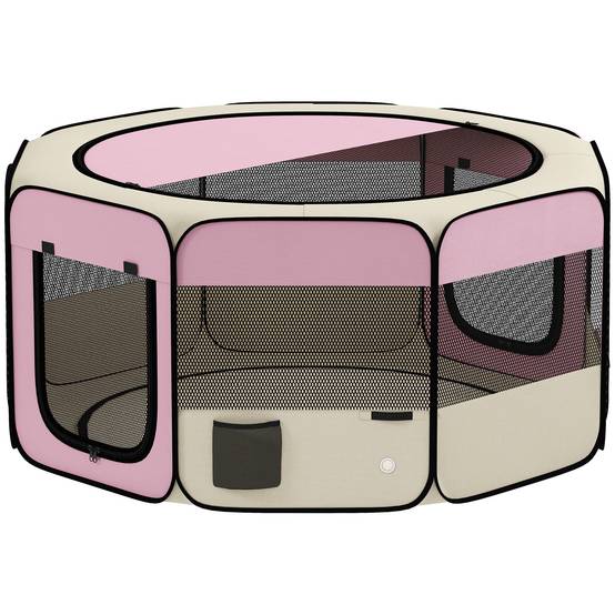 Parc pliable pour chiens et chats, parc portable pour petits animaux, tissu Oxford imperméable, Ø120 x 58 cm, rose - Image 2