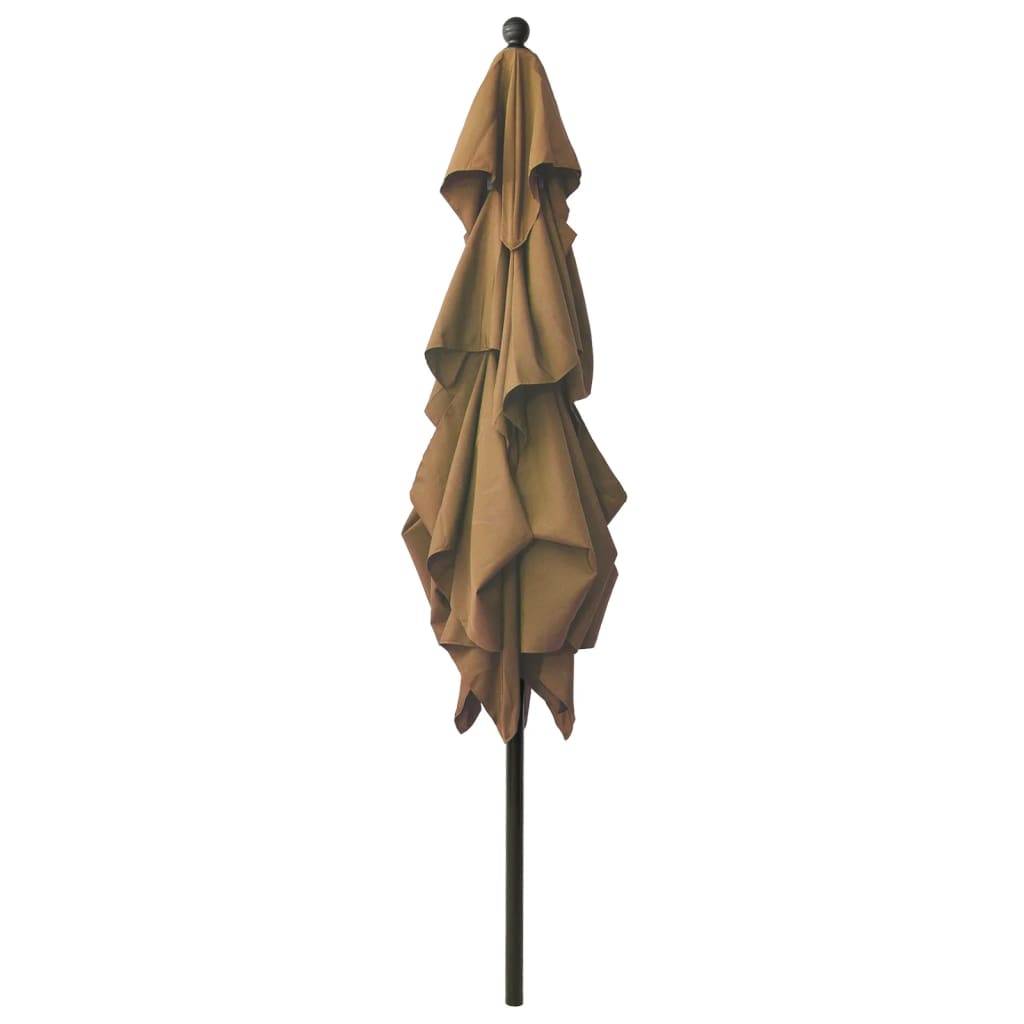 Helloshop26 - Parasol à 3 niveaux avec mât en aluminium 2,5 x 2,5 m taupe - Imagen 3