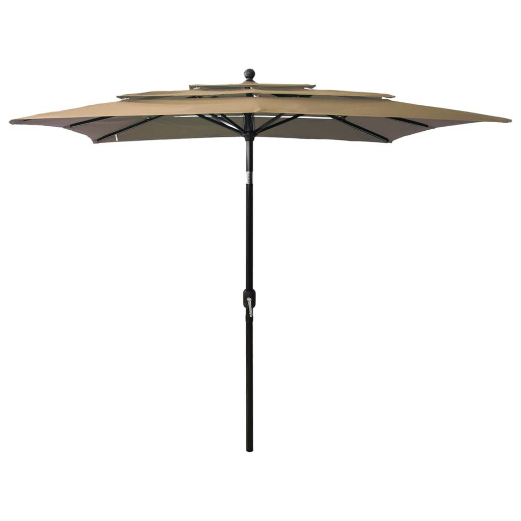 Helloshop26 - Parasol à 3 niveaux avec mât en aluminium 2,5 x 2,5 m taupe - Imagen 1