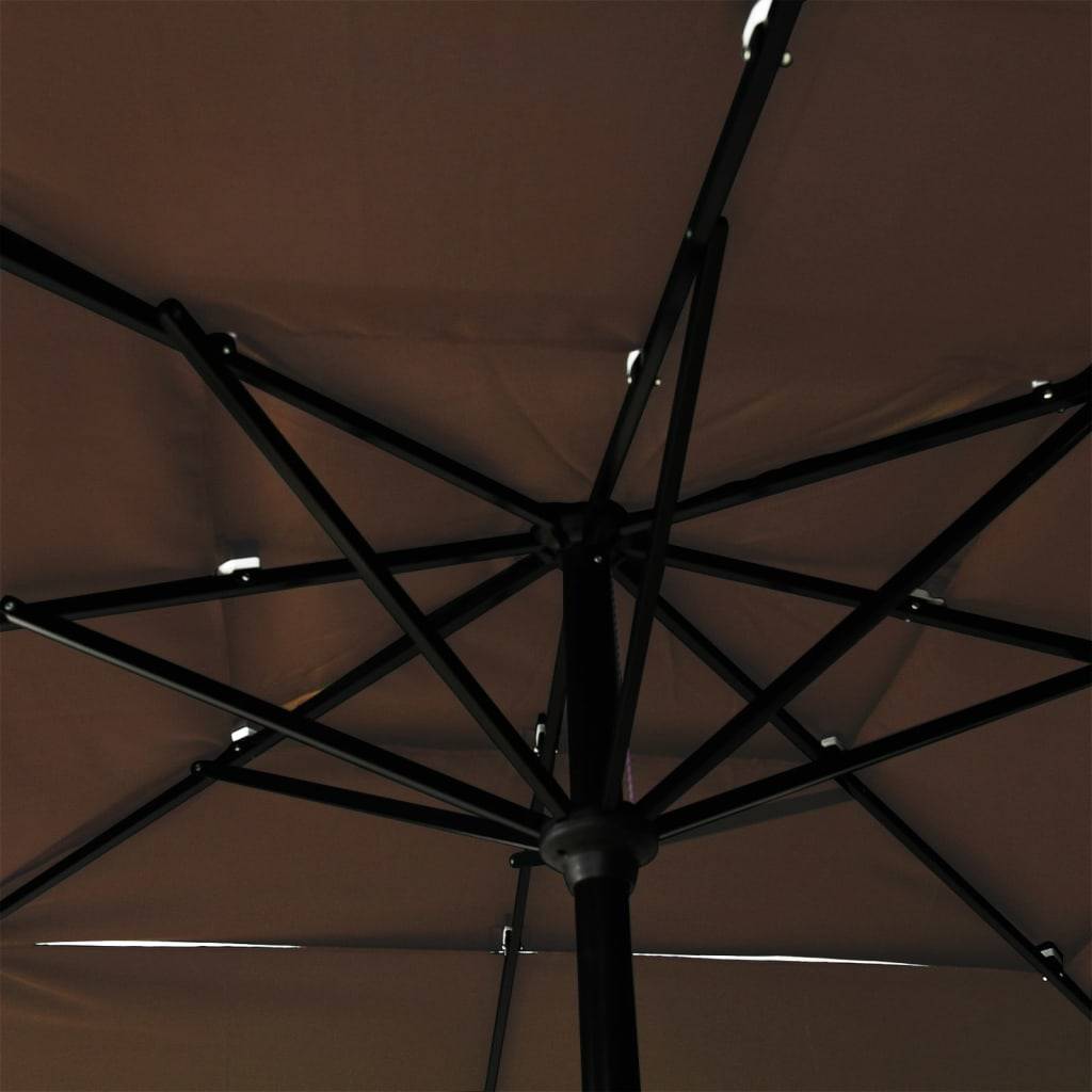 Helloshop26 - Parasol à 3 niveaux avec mât en aluminium 2,5 x 2,5 m taupe - Imagen 5