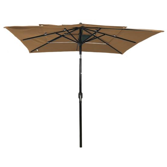 Helloshop26 - Parasol à 3 niveaux avec mât en aluminium 2,5 x 2,5 m taupe - Imagen 2