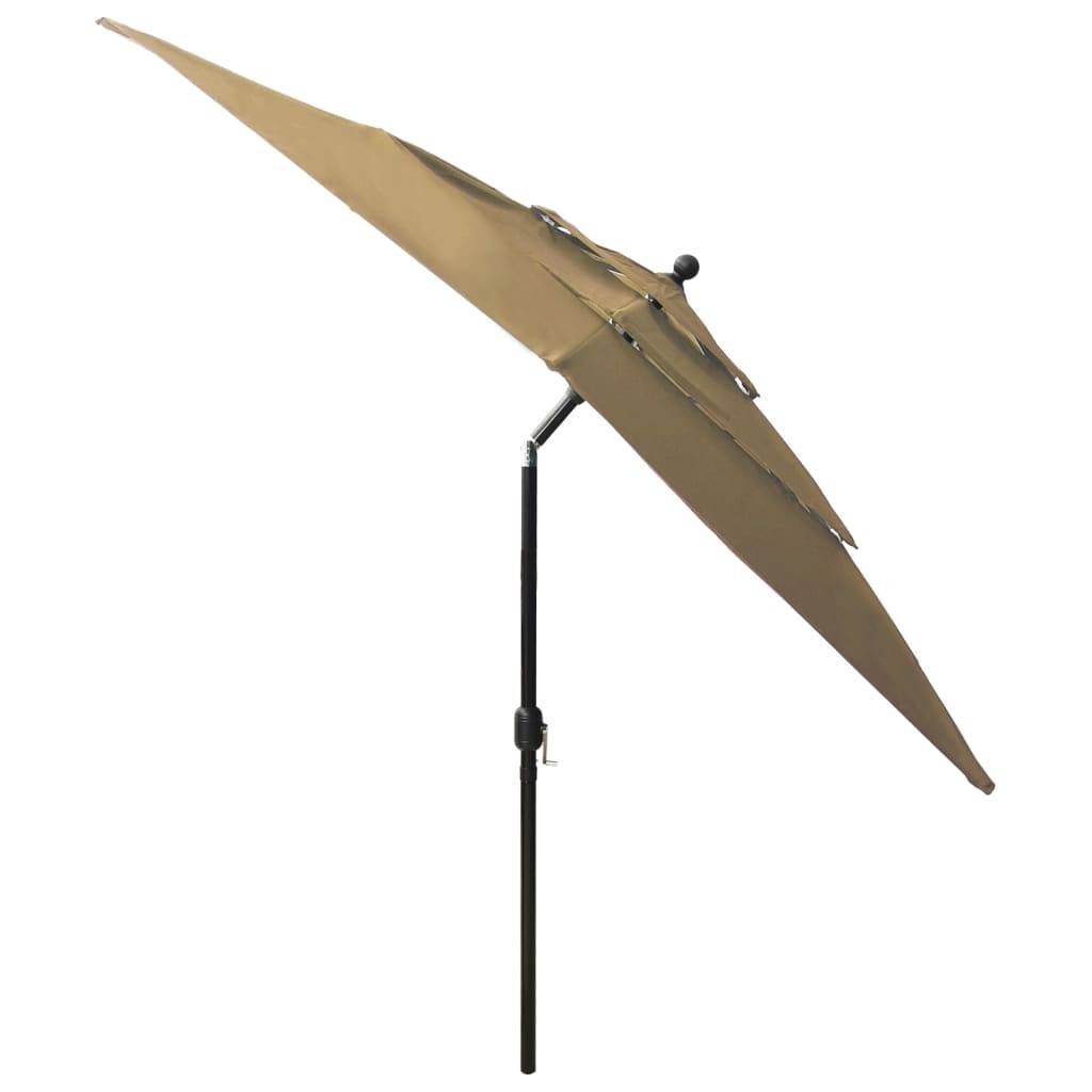 Helloshop26 - Parasol à 3 niveaux avec mât en aluminium 2,5 x 2,5 m taupe - Imagen 4
