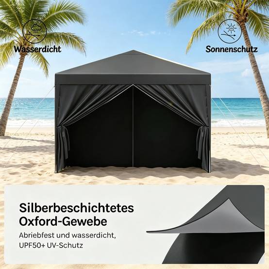 ComfortXL - Tonnelle pliante acier événements extérieur protection soleil pluie 3x3m anthracite - ComfortXL Outdoor Living - Image 4